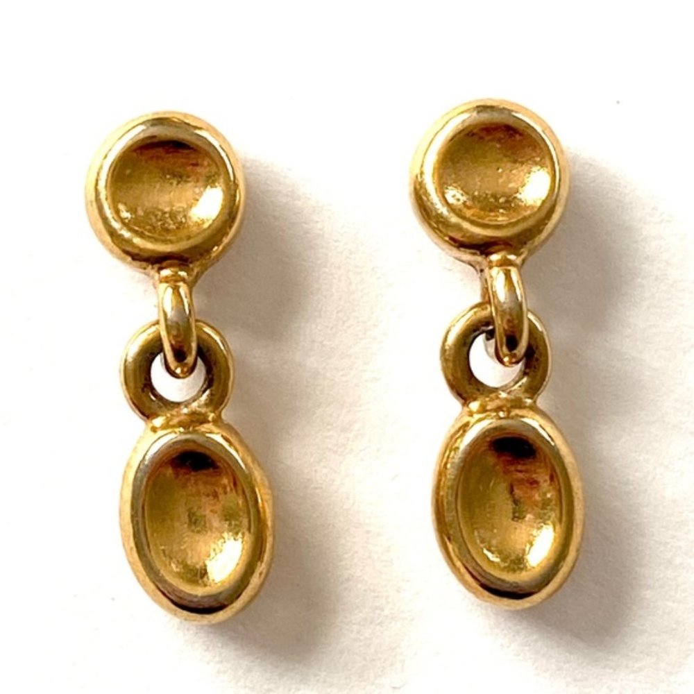 Vintage Monet Brushed Gold Etruscan Simple Earrings